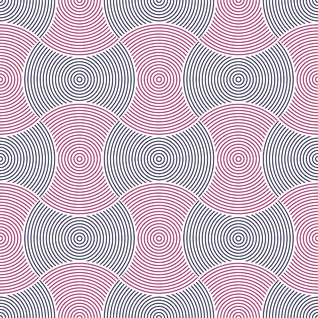 Seamless geometric pattern. Geometric simple fashion fabric print. Vector repeating tile texture. Overlapping circles funky theme. Usable for fabric, wallpaper, wrapping, web and print. Red and black