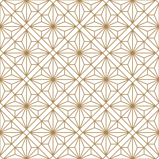 Seamless geometric pattern in golden and white.Japanese style Kumiko.