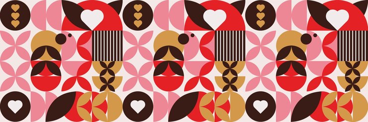 Vector seamless geometric pattern for valentine39s day trendy pattern with traditional love elements