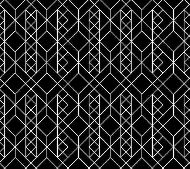 シームレスな幾何学模様。黒と白の色でベクトル抽象的な古典的な背景