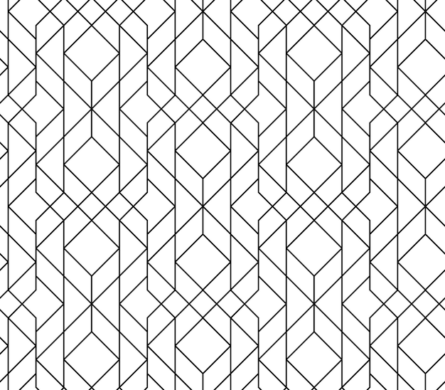 シームレスな幾何学模様。黒と白の色でベクトル抽象的な古典的な背景