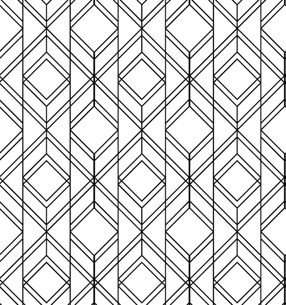 シームレスな幾何学模様。黒と白の色でベクトル抽象的な古典的な背景