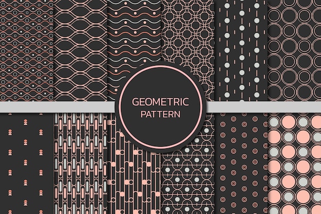 Seamless geometric pattern vector set