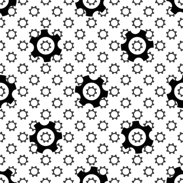 Vector seamless geometric pattern with gears. black and white.