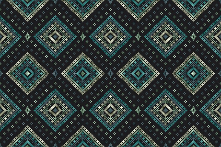 Vector seamless geometric pattern with geometric shapes on a dark background