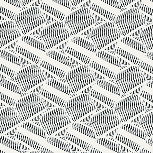 Seamless geometric pattern with hexagons Monochrome texture