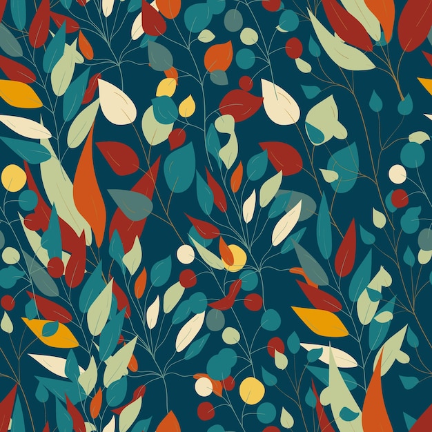 Seamless geometric pattern with leaves