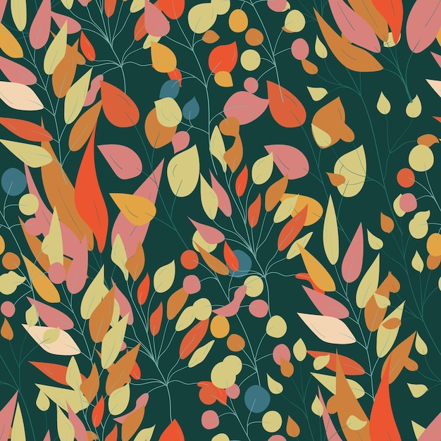 Seamless geometric pattern with leaves