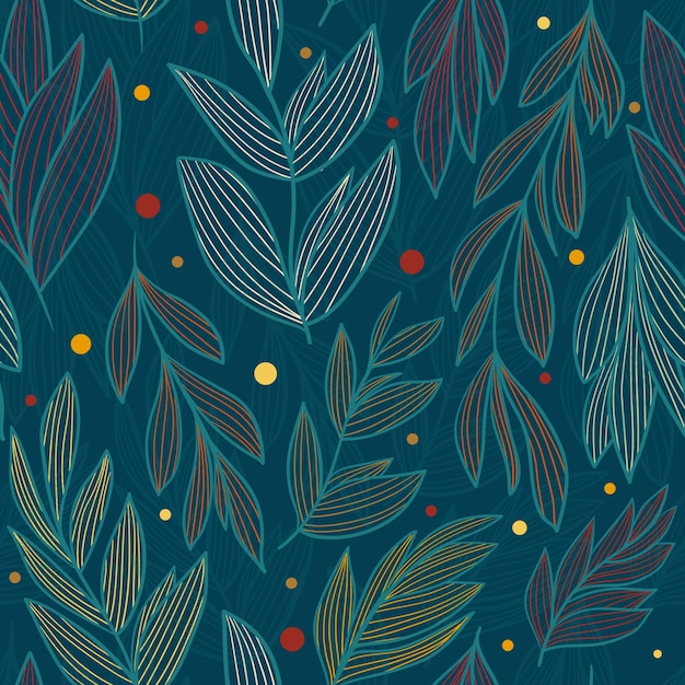 Seamless geometric pattern with leaves