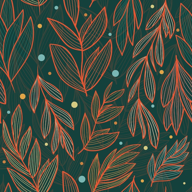 Seamless geometric pattern with leaves