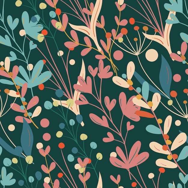 Seamless geometric pattern with leaves
