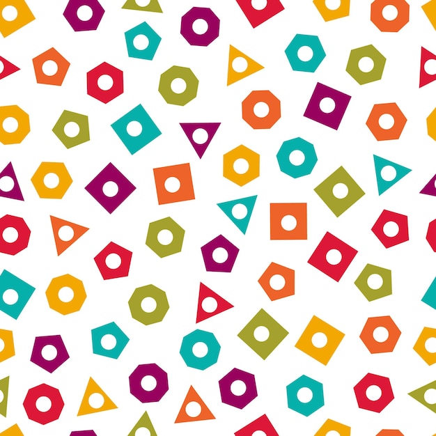 Seamless  geometric pattern with multicolored geometric elements for tissue and postcards