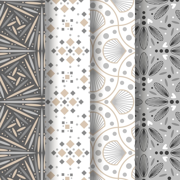 Vector seamless geometric patterns grey beige and white texture