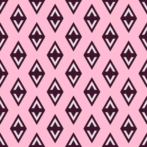 Seamless geometric repeating pattern of dark rhombus on pink background