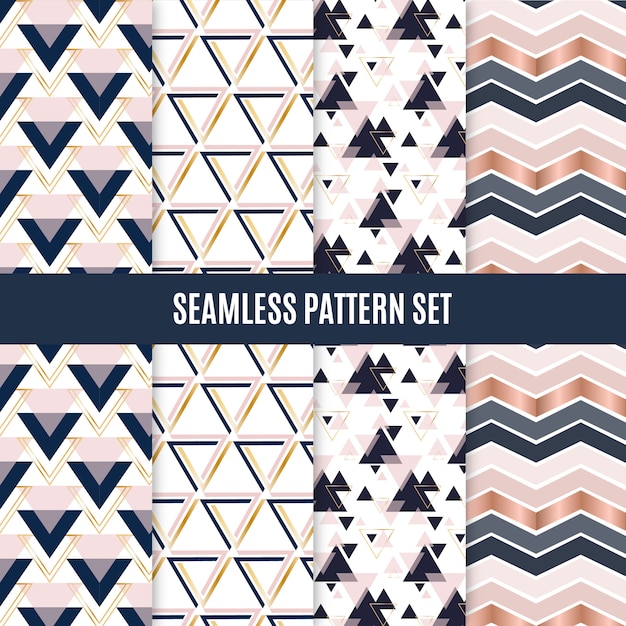 Vector seamless geometric scandinavian pattern set