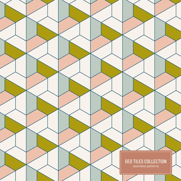 Vector seamless geometric vector pattern inspired by old tiles.