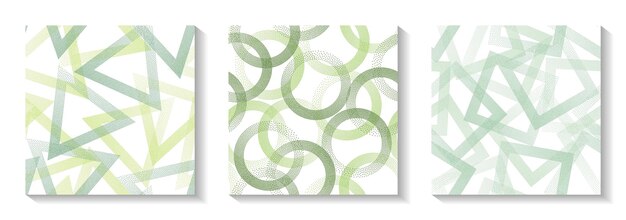 Seamless geometric vector patterns set with shapes of dots