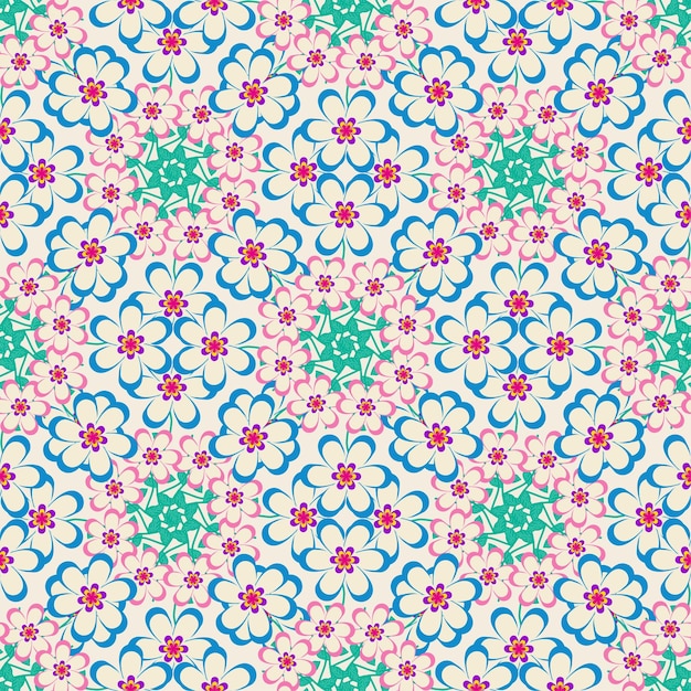 Seamless gingham background pattern with a combination of floral motifs floral seamless pattern