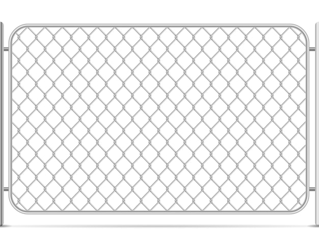 Seamless glossy metal chain link fence on white
