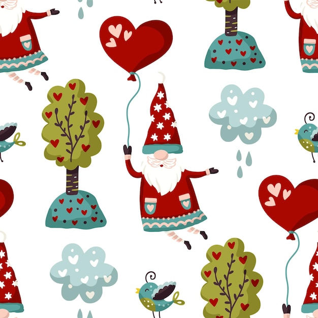 Vector seamless gnome vector pattern