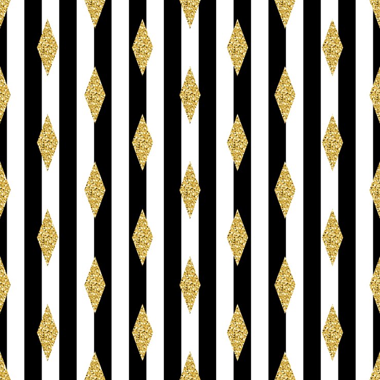 Vector seamless gold glitter rhombus pattern on stripe background