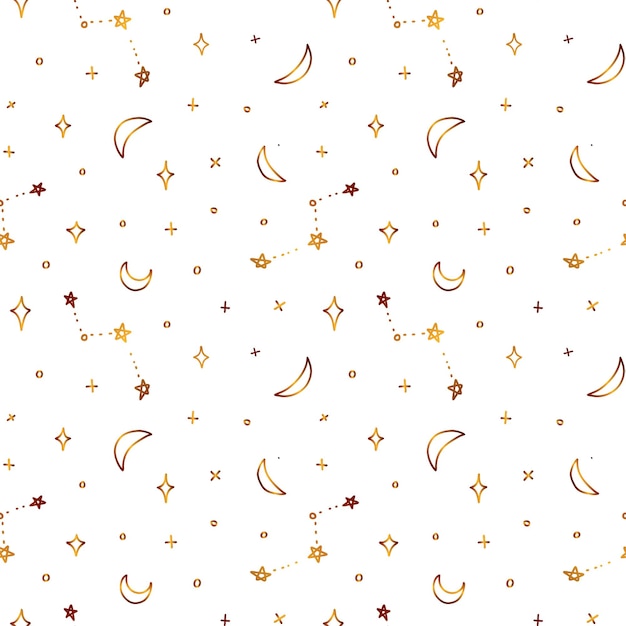 星座の図のシームレスな金色のパターン