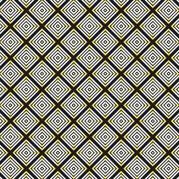 Seamless golden square geometric pattern with chinese style in black background