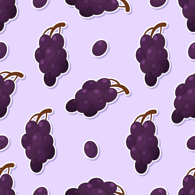 Vector seamless grape cartoon sticker pattern