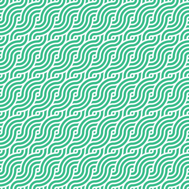 Vector seamless green geometric japanese circles swirls and waves pattern