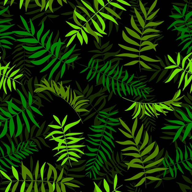 Vector seamless green leaves tropical background print for web fabric and wrapping paper