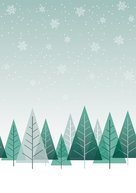 Vector seamless green winter forest background with text space. horizontally repeatable.