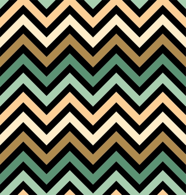 Seamless green and yellow color zigzag pattern design on black background. vector illustration