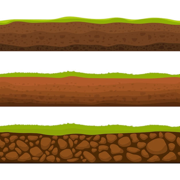 Illustrazione senza cuciture di progettazione della sezione a terra isolata su fondo bianco