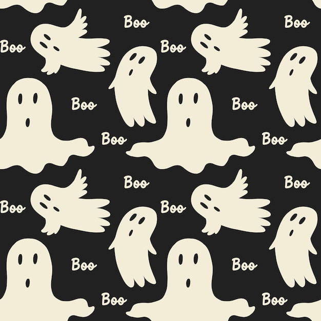 Vector seamless halloween ghost pattern