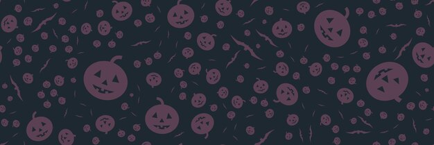 Seamless Halloween pattern with bats and pumpkins Holiday cartoon backdrop Vector illustration