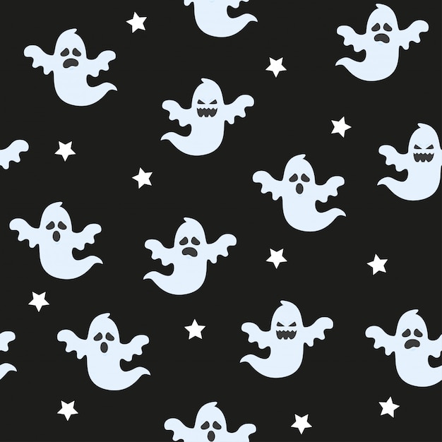 Vector seamless halloween pattern with ghosts