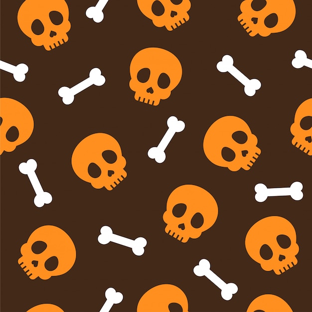 Seamless halloween pattern with skulls and bones