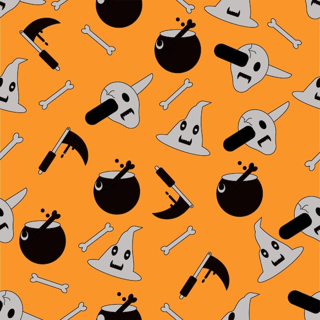 Seamless Halloween Theme Pattern Background.