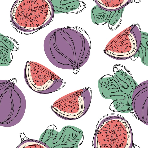 Seamless hand draw pattern with fresh fig fruit