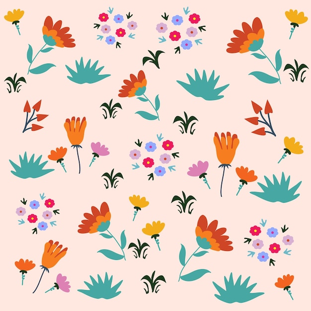 Seamless hand drawn floral pattern background