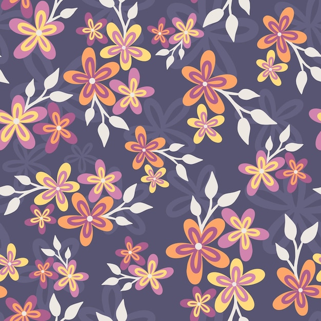 Seamless hand-drawn flower pattern