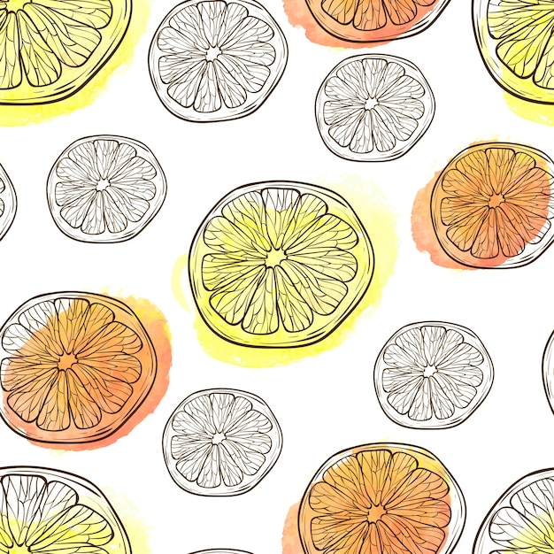 Seamless hand drawn orange pattern