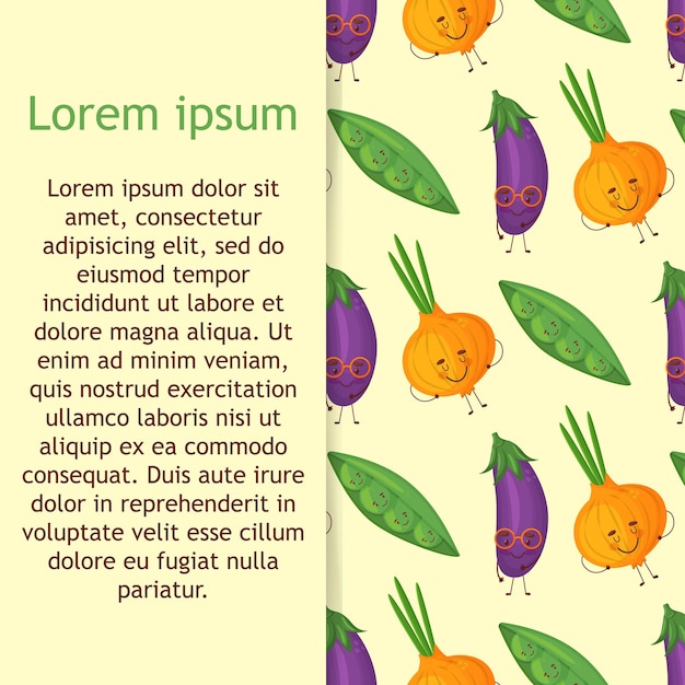 Seamless felice verdure cibo divertente illustrazione sfondo pattern nel vettore.