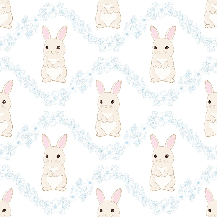 Vector seamless hare pattern cute little bunny