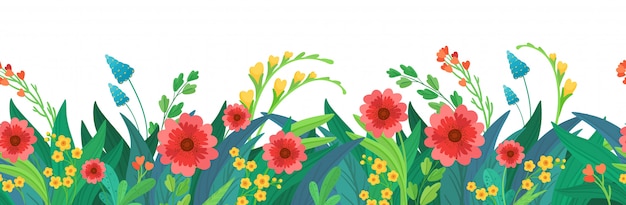 Seamless header of flowers