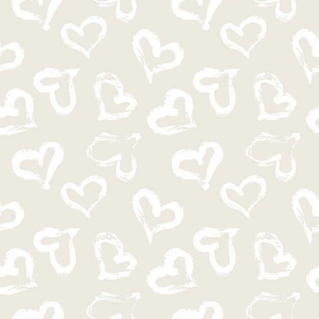 Seamless heart pattern hand painted ink brush