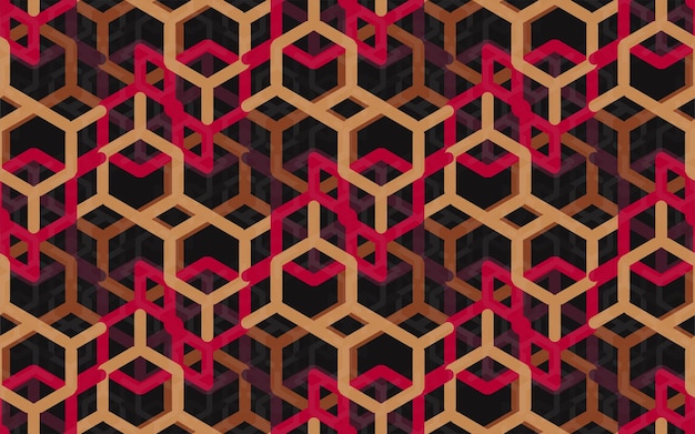 Seamless hexagon lines pattern design. geometric vector illustration