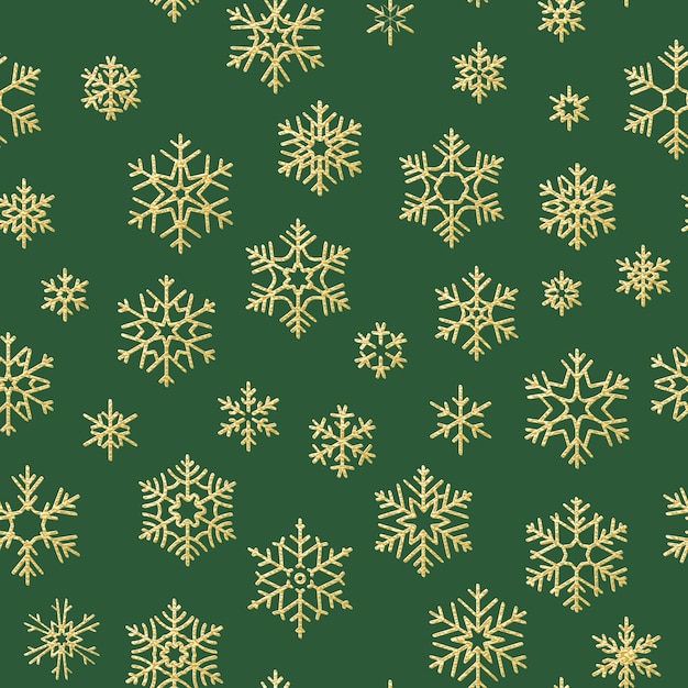 Seamless holiday texture, Christmas pattern with gold snowflakes decoration for textiles, brochure, card.