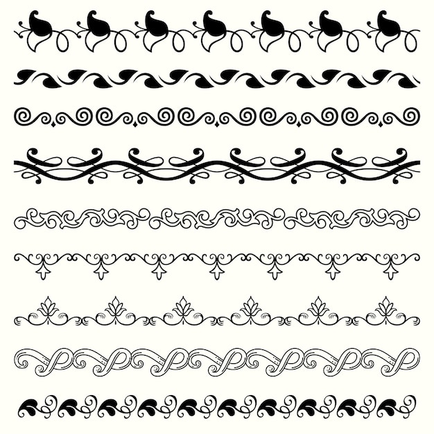 Vector seamless horizontal elements (set 14)