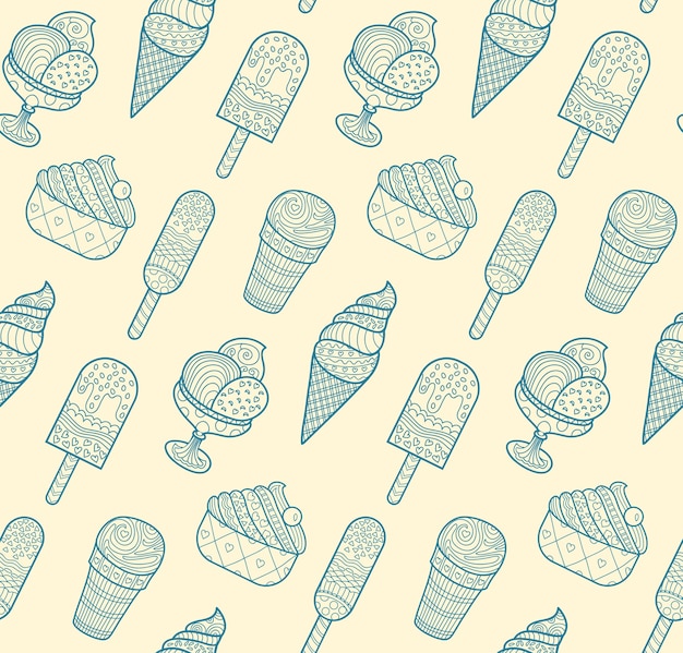 Seamless ice cream background pattern.